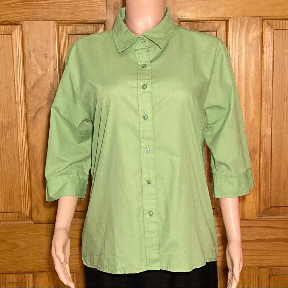 NWOT American Sweetheart Vintage 90s Top Blouse 3/4 Sleeve Green Size L Large